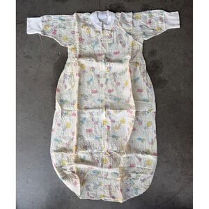 VTG Sz 0-6M Sleepy-Bye Modella Baby Sleeper Gown Colorful Pastel-patterned Print
